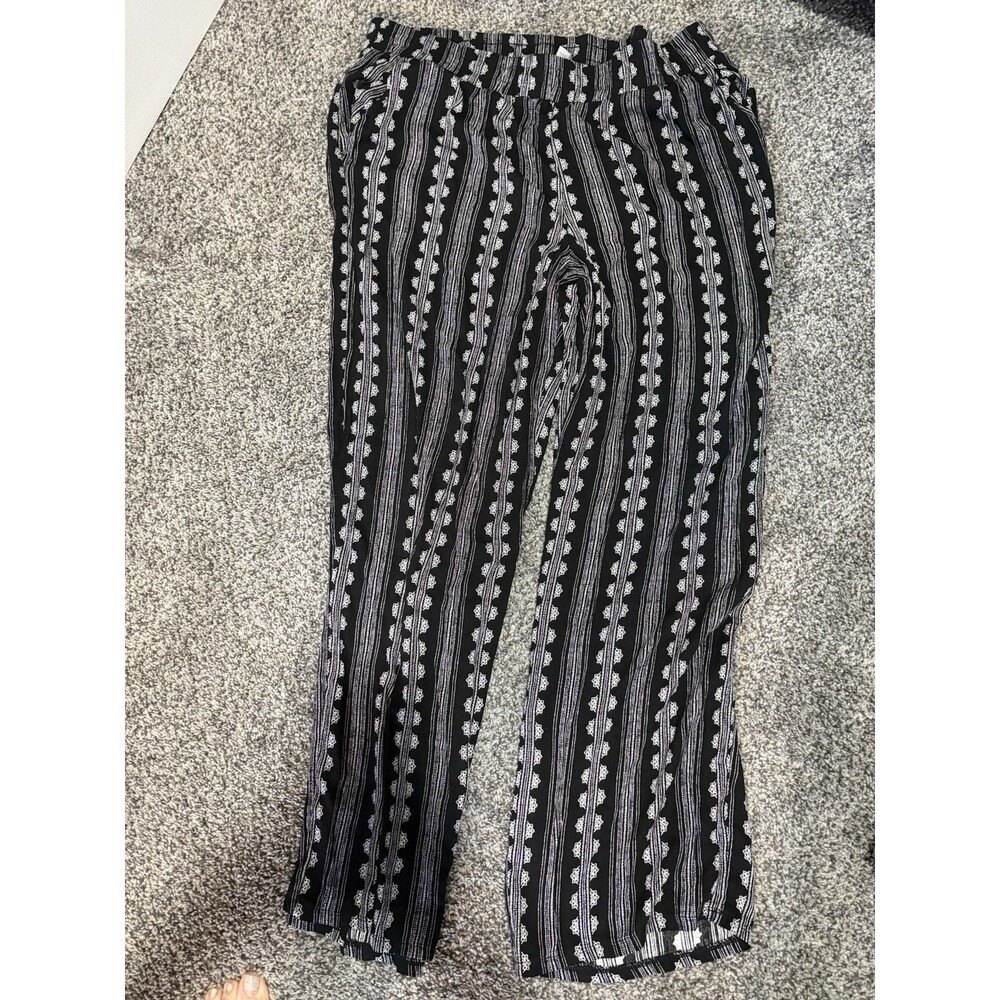 Three Dots Pants Womens XXL Wide-Leg Pull-on Palazzo Boho Hippie Festival Black